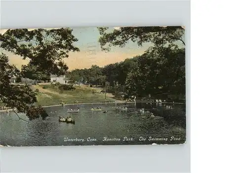 Waterbury Connecticut Hamilton Park Swimming Pond Kat. Waterbury