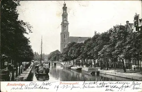 Amsterdam Prinsengracht Schiff Bruecke Kat. Amsterdam