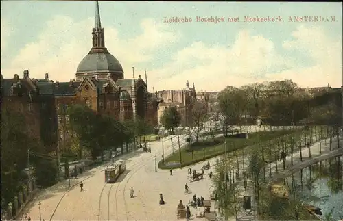 Amsterdam Leische Boschjes met Moskeekerk Strassenbahn Kat. Amsterdam