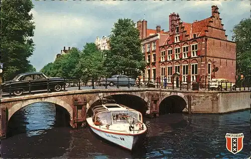 Amsterdam OZ Voorburgwal Gracht Schiff  Kat. Amsterdam