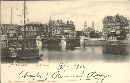 Amsterdam Blauwbrug Schiff  Kat. Amsterdam