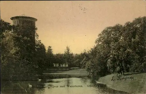 Groningen Vijver Watertoren  Kat. Groningen