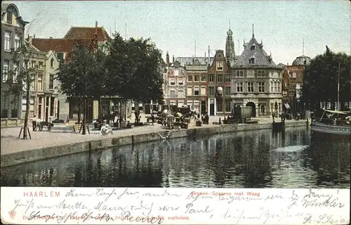 Haarlem Binnen Spaarne met Waag Kat. Haarlem