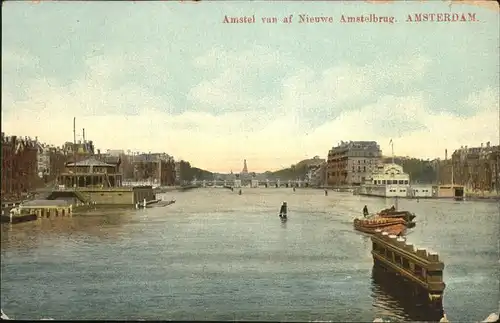 Amsterdam Amstel Nieuwe Amstelbrug Schiff Kat. Amsterdam