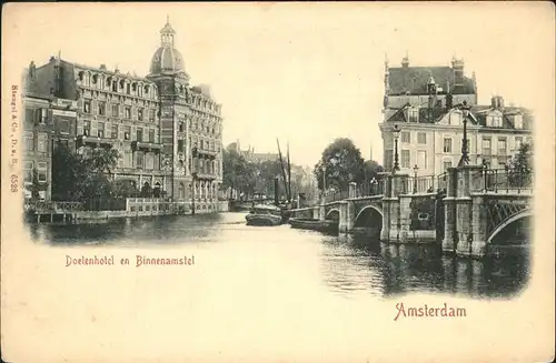 Amsterdam Doelenhotel Binnenamstel Schiff Kat. Amsterdam