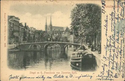 Amsterdam Singel Francicus van Xaverius Kerk Bruecke Kat. Amsterdam