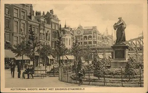 Rotterdam Groote Markt Erasmus Standbeeld Kat. Rotterdam