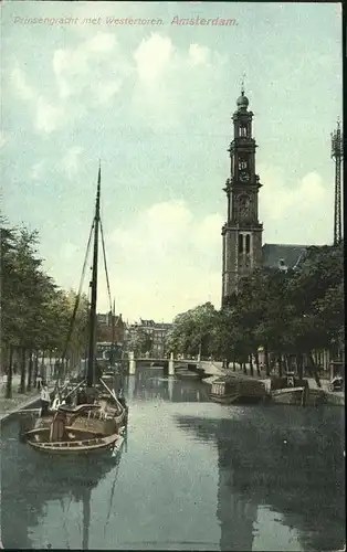 Amsterdam Prinsengracht Westertoren Schiff Kat. Amsterdam