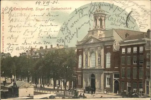 Amsterdam Singel Catharinakerk Kutsche Kat. Amsterdam