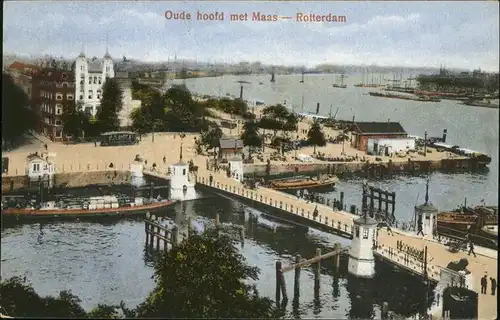 Rotterdam Oude hoofd met Maas Schiff Bruecke Kat. Rotterdam