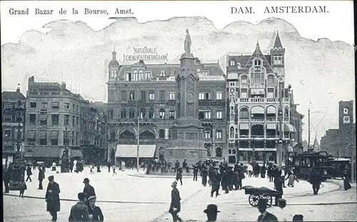 Amsterdam Grand Bazar Bourse Strassenbahn Kat. Amsterdam