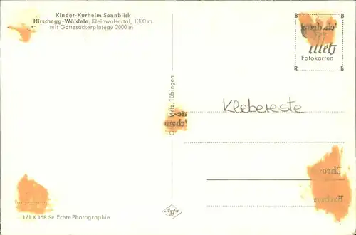 wz28581 Hirschegg Kleinwalsertal Vorarlberg Kinder-Kurheim Sonnblick Kategorie. Mittelberg Alte Ansichtskarten