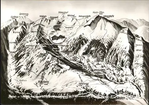 Schwarzwasserhuette Schwarzwassertal Reliefkarte