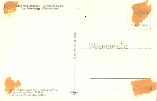 wz28785 Hirschegg Kleinwalsertal Vorarlberg Cafe Moosbrugger Fuchsfarm Kategorie. Mittelberg Alte Ansichtskarten
