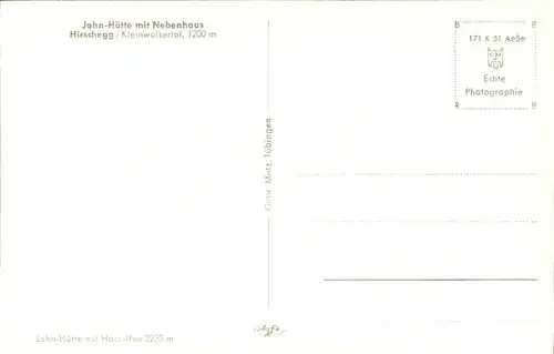 wz28796 Hirschegg Kleinwalsertal Vorarlberg Jahn-Huette Kategorie. Mittelberg Alte Ansichtskarten