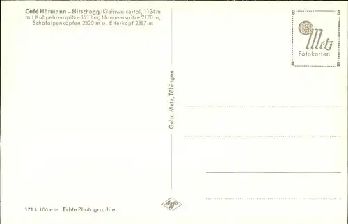 wz28845 Hirschegg Kleinwalsertal Vorarlberg Cafe Hoermann Kategorie. Mittelberg Alte Ansichtskarten