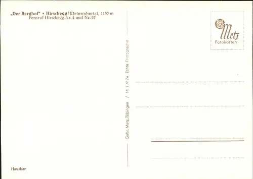 wz28994 Hirschegg Kleinwalsertal Vorarlberg Der Berghof Hausbar Kategorie. Mittelberg Alte Ansichtskarten