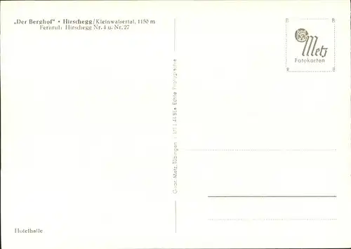 wz29000 Hirschegg Kleinwalsertal Vorarlberg Der Berghof Hotelhalle Kategorie. Mittelberg Alte Ansichtskarten