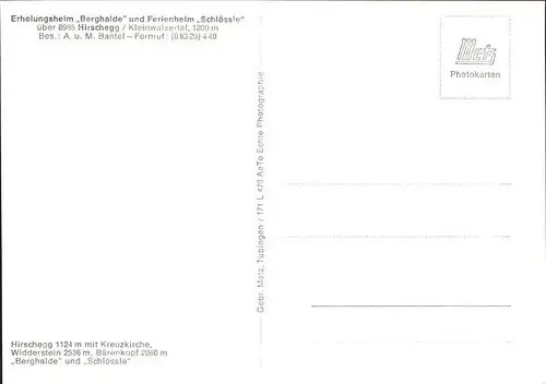 wz29050 Hirschegg Kleinwalsertal Vorarlberg Berghalde Schloessle Kategorie. Mittelberg Alte Ansichtskarten
