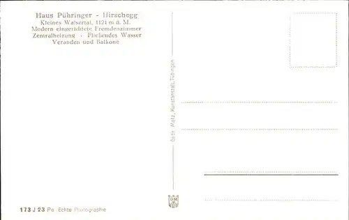 wz29073 Hirschegg Kleinwalsertal Vorarlberg Haus Puehringer Kategorie. Mittelberg Alte Ansichtskarten