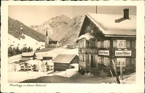 wz29090 Hirschegg Kleinwalsertal Vorarlberg Pension zum Adler Kategorie. Mittelberg Alte Ansichtskarten