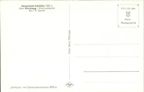 wz29113 Hirschegg Kleinwalsertal Vorarlberg Ferienheim Schloessle Kategorie. Mittelberg Alte Ansichtskarten
