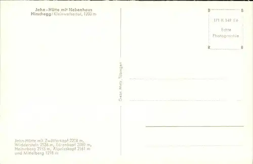 wz29223 Hirschegg Kleinwalsertal Vorarlberg Jahn Huette Kategorie. Mittelberg Alte Ansichtskarten