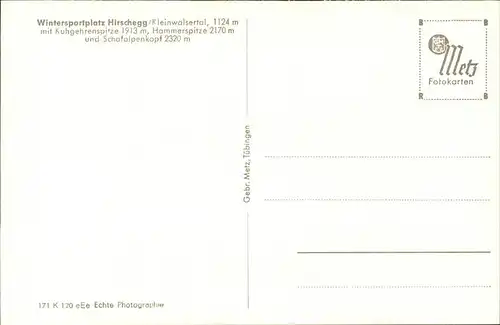 wz29376 Hirschegg Kleinwalsertal Vorarlberg  Kategorie. Mittelberg Alte Ansichtskarten
