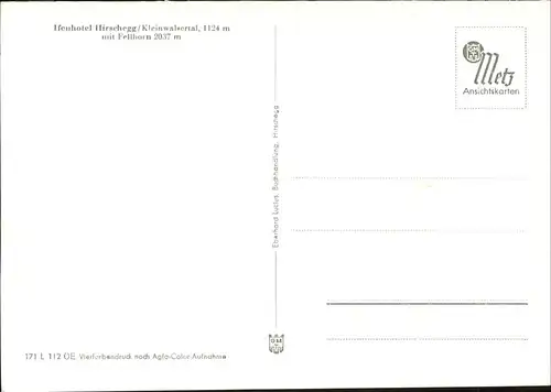 wz29474 Hirschegg Kleinwalsertal Vorarlberg Ifenhotel Hirschegg Kategorie. Mittelberg Alte Ansichtskarten