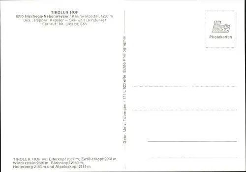 wz29501 Hirschegg Kleinwalsertal Vorarlberg Tiroler Hof Terasse Panorama Kategorie. Mittelberg Alte Ansichtskarten