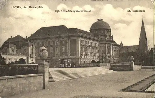 Posen Poznan Theaterplatz St Paulikirche Strassenbahn / Poznan /