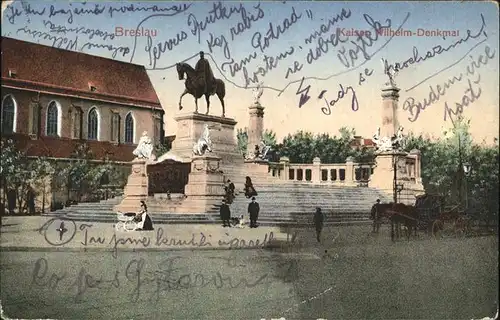 wz42685 Breslau Niederschlesien Kaiser Wilhelm Denkmal Kutsche Kategorie. Wroclaw Alte Ansichtskarten