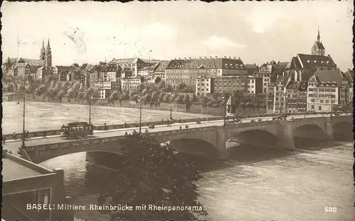 Basel BS Mittlere Rheinbruecke Strassenbahn Kat. Basel