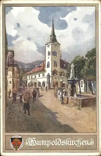 Gumpoldskirchen Niederoesterreich Kirche Brunnen Verlag-Schulverein-Nr. 212 / Gumpoldskirchen /Wiener Sueden