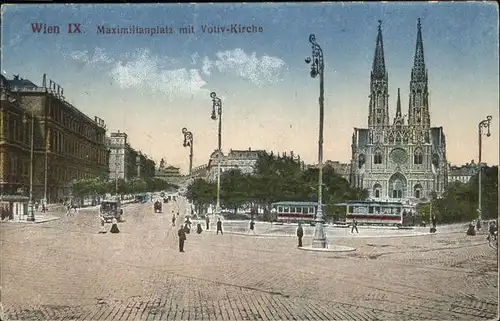 Wien Maximilianplatz Votiv-Kirche Strassenbahn Kat. Wien