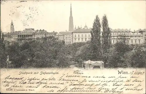 Wien Stadtpark Stefansthurm Kat. Wien