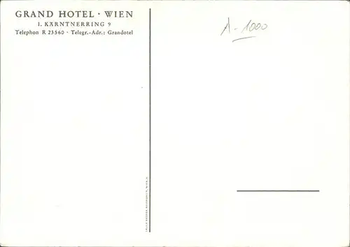 Wien Grand Hotel Kat. Wien