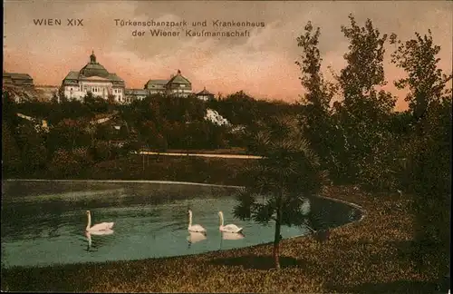 Wien Oesterreich Tuerkenschanzpark Krankeknhaus Wiener Kaufmannschaft Schwaene Kat. Wien