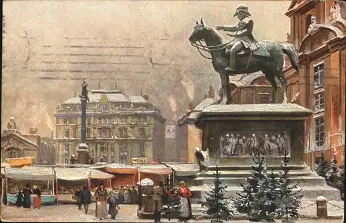 Wien Oesterreich Denkmal Weinachtsmarkt Schnee Kat. Wien