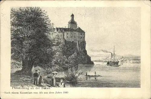 Persenbeug-Gottsdorf 1840 Schiff Kunstblatt Kat. Persenbeug-Gottsdorf