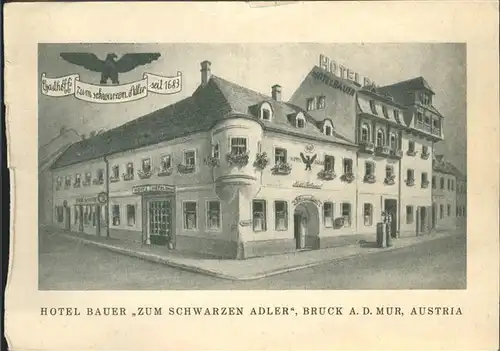 Bruck Mur oesterreich Hotel Bauer Zum schwarzen Adler Kat. Bruck an der Mur