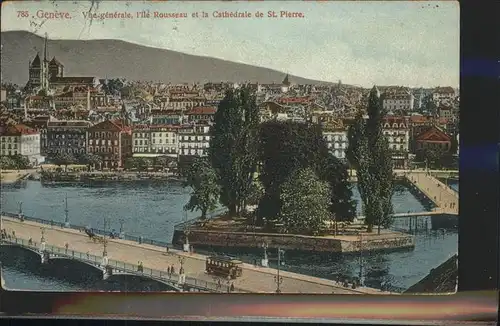 Geneve GE Vue generale  Ile Rousseau Kat. Geneve