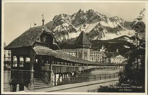 Luzern LU Kapellbruecke Pilatus Kat. Luzern