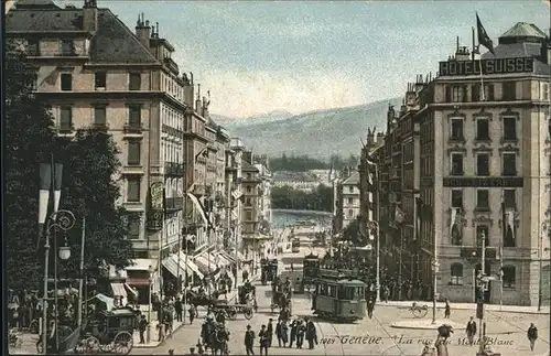 Geneve GE la rue du Mont Blanc Strassenbahn Kat. Geneve