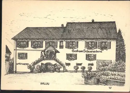 Hallau Gasthof Schweizerbund Kat. Hallau