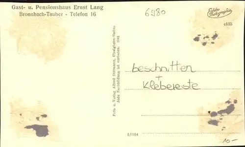 Bronnbach Pension Ernst Lang Kat. Wertheim