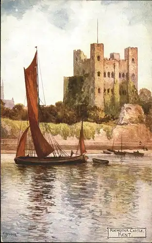 Kentish Town Rochester Castle Segelboote Kuenstlerkarte Jutter Kat. Camden