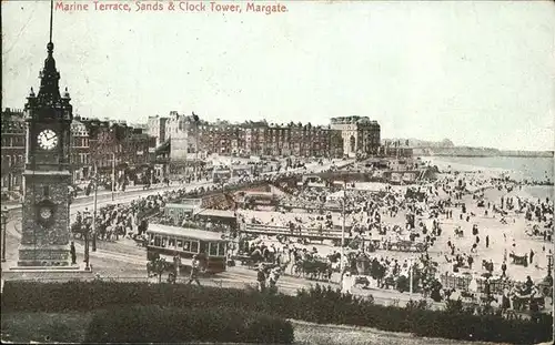 Margate UK Marine Terrace Clock Strassenbahnd Strand / Thanet /Kent CC