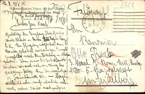 Trienz Odenwald Pension zur Pfalz / Fahrenbach /Neckar-Odenwald-Kreis LKR