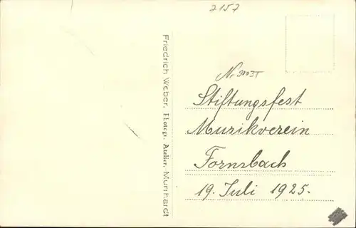Fornsbach Stiftungsfest Musikverein Fornsbach 1925 / Murrhardt /Rems-Murr-Kreis LKR